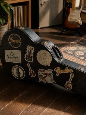 Fender Guitar Sticker Decals 9pc Musician Bass Drums Vitruvian Man Vinyl Lot New